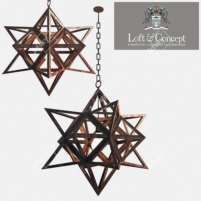 Vintage Iron Star Ceiling Light 3D model image 1