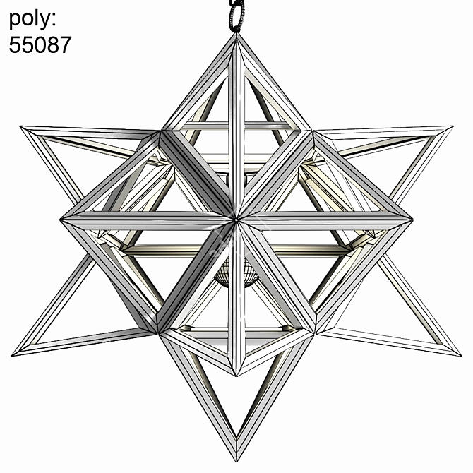 Vintage Iron Star Ceiling Light 3D model image 2