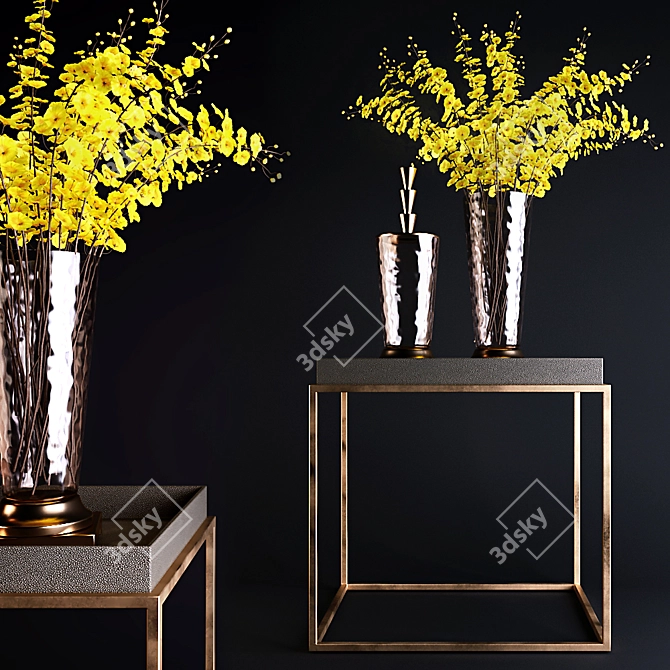 Beautiful Rh Tables with Yellow Flowers 3D model image 1