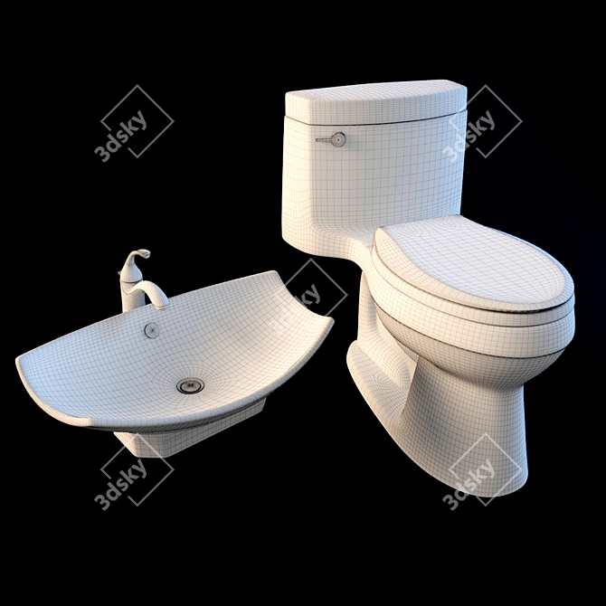 Kohler Bath Set: Sink, Faucet, Toilet 3D model image 2