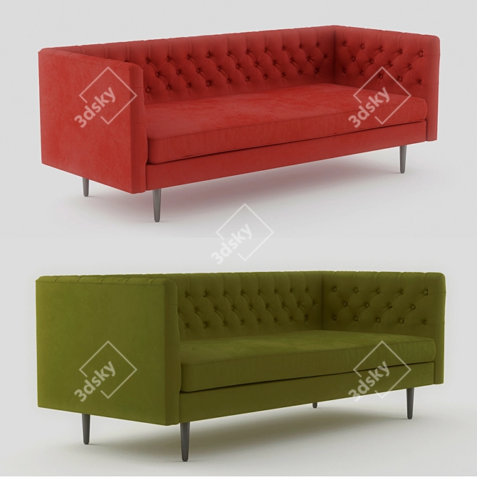 Olive Green Chester Sofa: Stylish and Comfy 3D model image 2