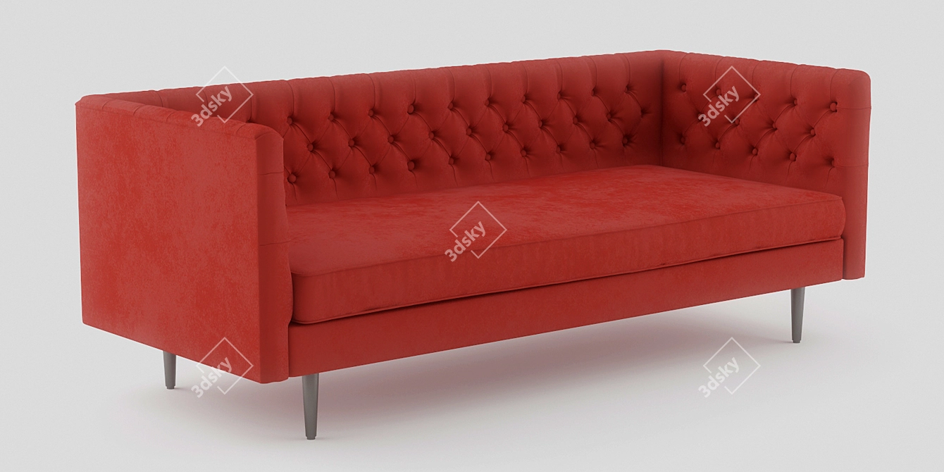 Olive Green Chester Sofa: Stylish and Comfy 3D model image 3