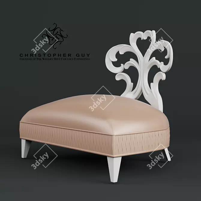 Elegant Heart-Carved Chair 3D model image 1