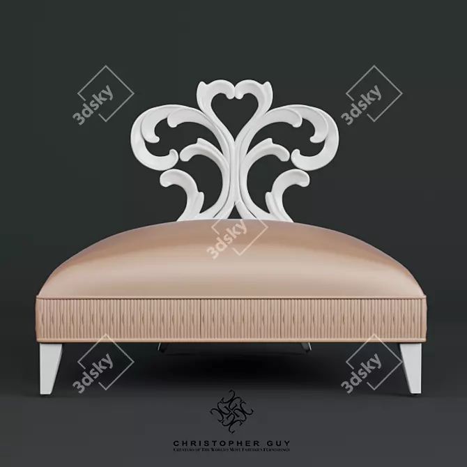 Elegant Heart-Carved Chair 3D model image 2