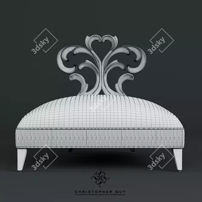 Elegant Heart-Carved Chair 3D model image 3