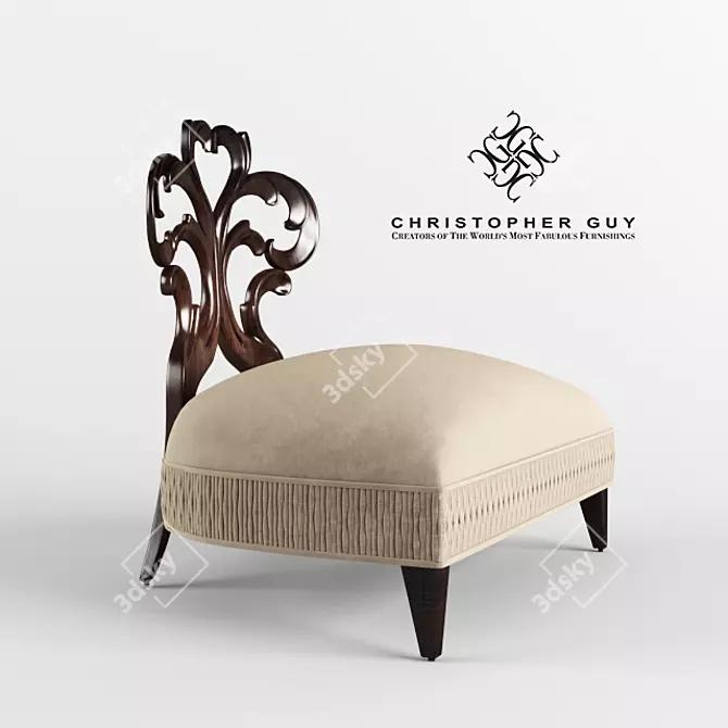 Elegant Heart Motif Chair 3D model image 1