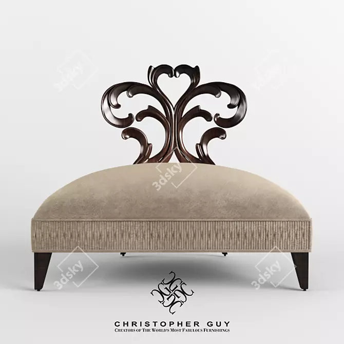 Elegant Heart Motif Chair 3D model image 2