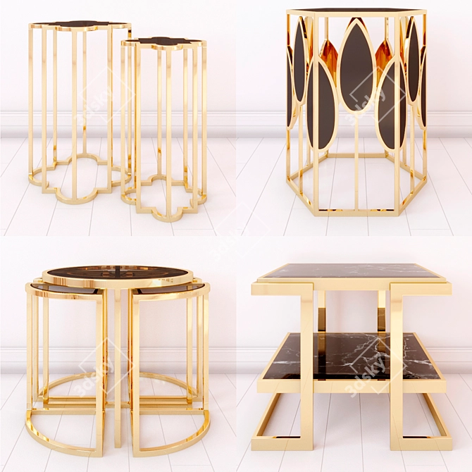 Elegant Golden Side Tables: Concentric, Florian, Vicenza, Senato 3D model image 1