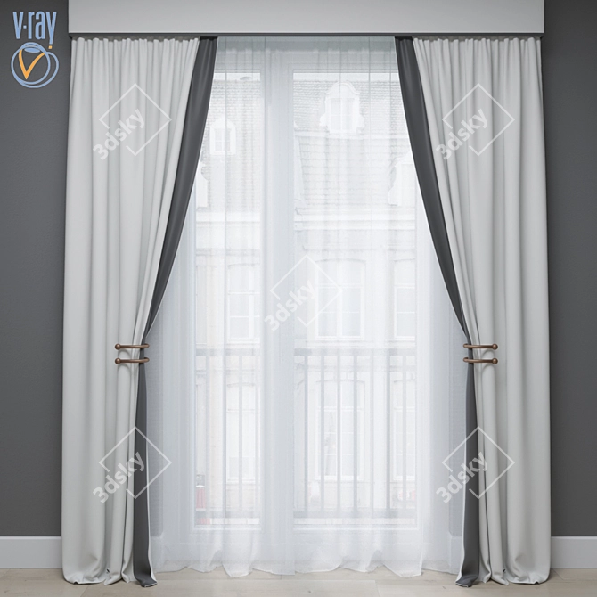 Elegant Window Drapes 3D model image 1