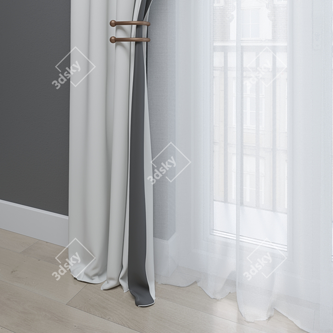 Elegant Window Drapes 3D model image 2