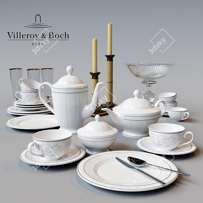 Elegant Villeroy & Boch Gray Pearl 3D model image 1