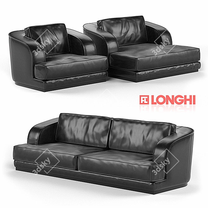 Elegant Aston Chairs and Sofa 3D model image 1