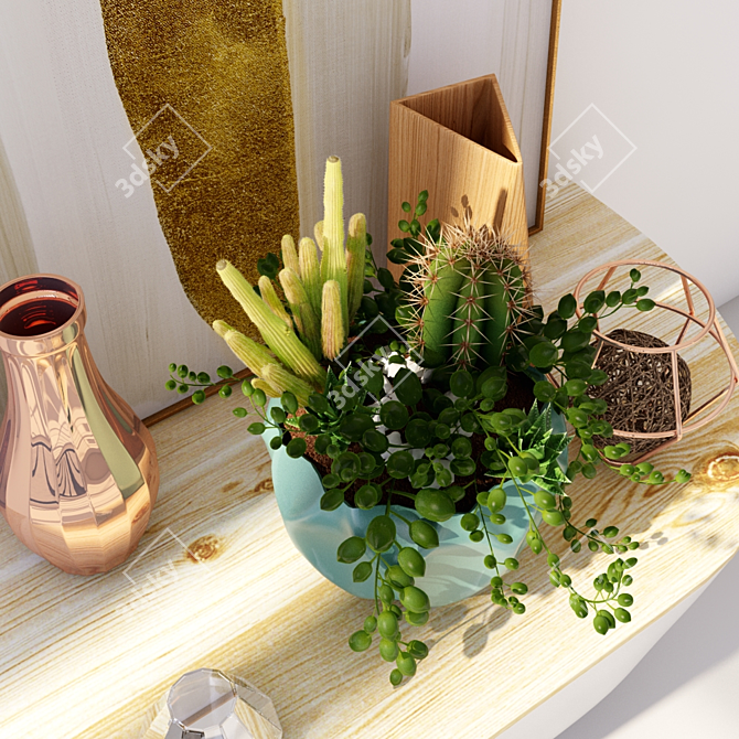 Rose Gold Decor Set Clean & Delicate 3D model image 2