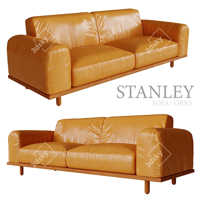 Orio Leather Sofa - Stanley 3D model image 1