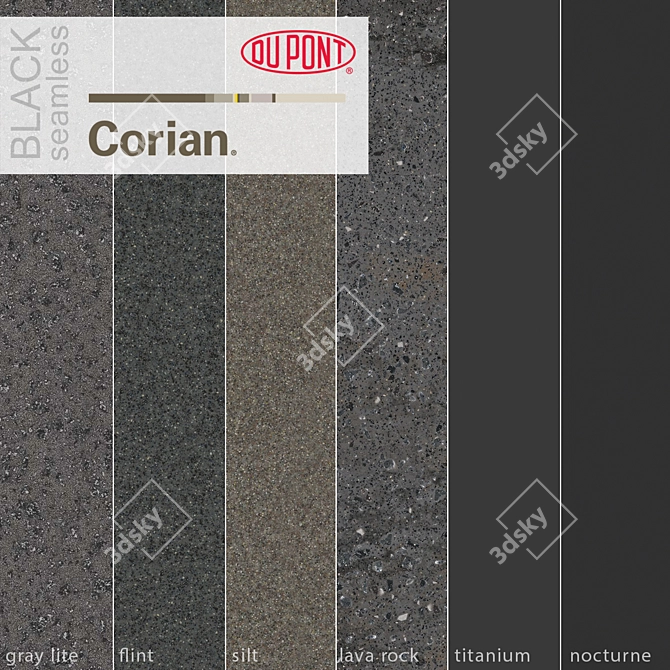 Dupont Corian Black Kitchen Countertops 3D model image 1