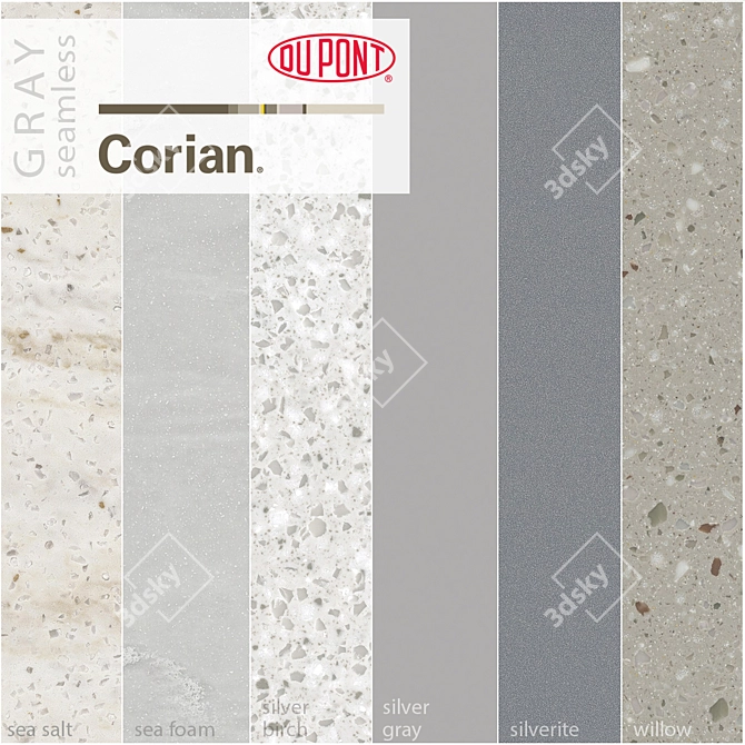 Dupont Corian Gray Kitchen Countertops 3D model image 1