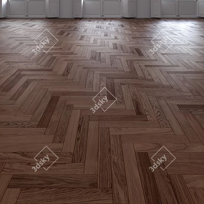 Oak Herringbone: High-Quality Real-World Floor 3D model image 3