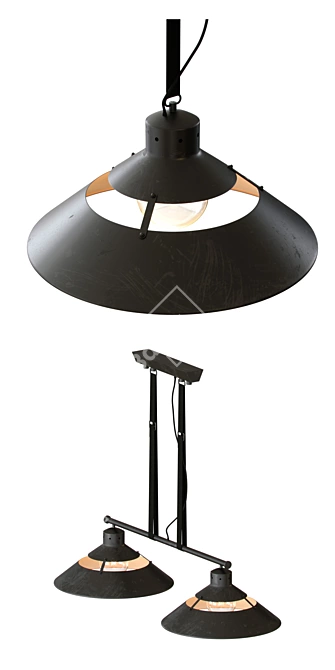 Industrial Mantra Double Lamp 3D model image 2