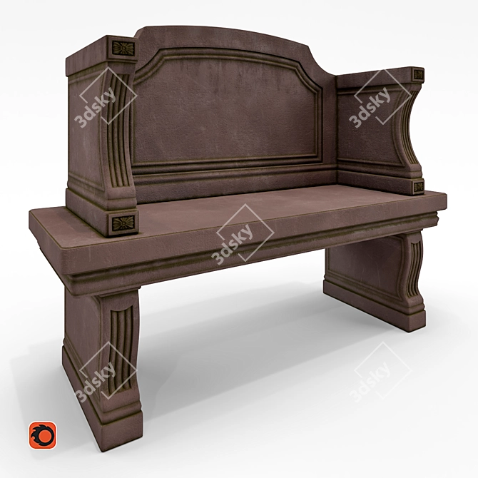 Modern Steel Bench 3D model image 1