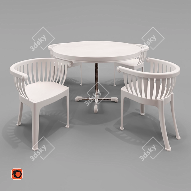 Rotating Table & Chair Set 3D model image 1