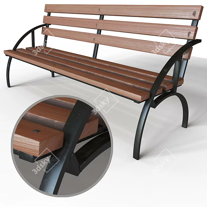 Corona Outdoor Park Bench 3D model image 1