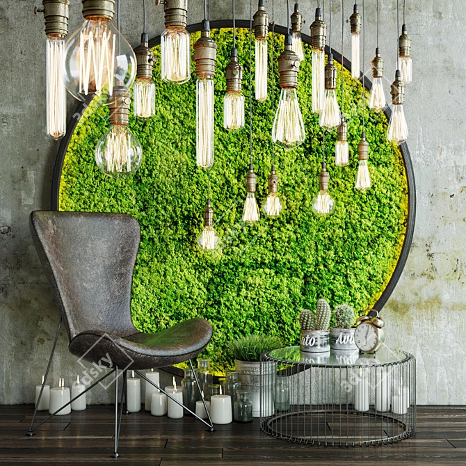 Title: Mossy Lamps Decor Set 3D model image 1