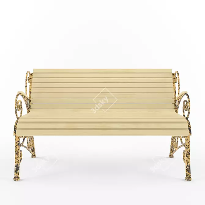 Multi-Purpose Wooden Bench: 3D Model 3D model image 1