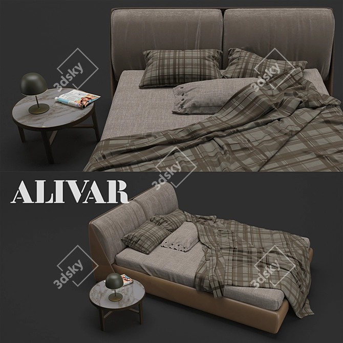 Elegant Alivar Lagoon Bed 3D model image 1