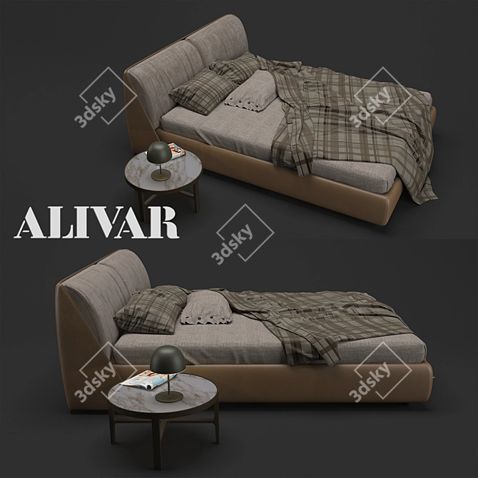 Elegant Alivar Lagoon Bed 3D model image 2