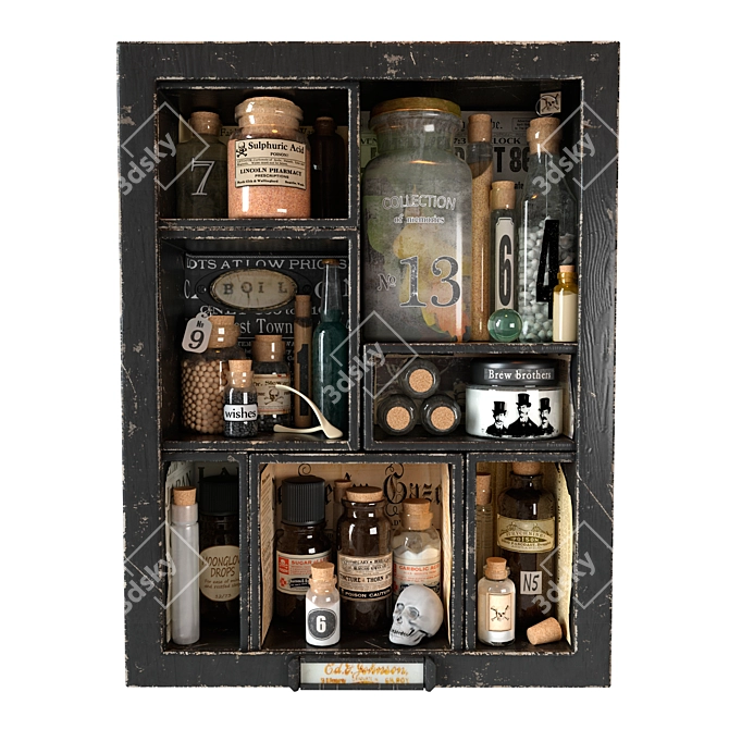 Elegant Bottle Shadowbox 3D model image 1