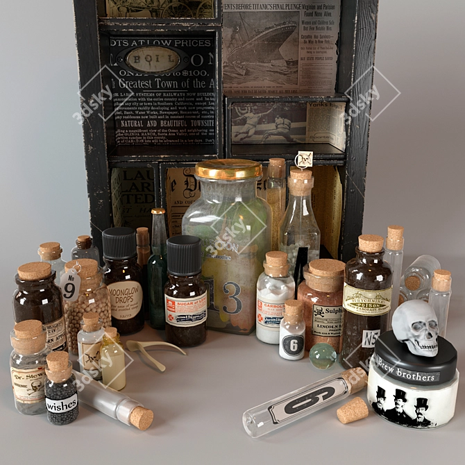 Elegant Bottle Shadowbox 3D model image 2