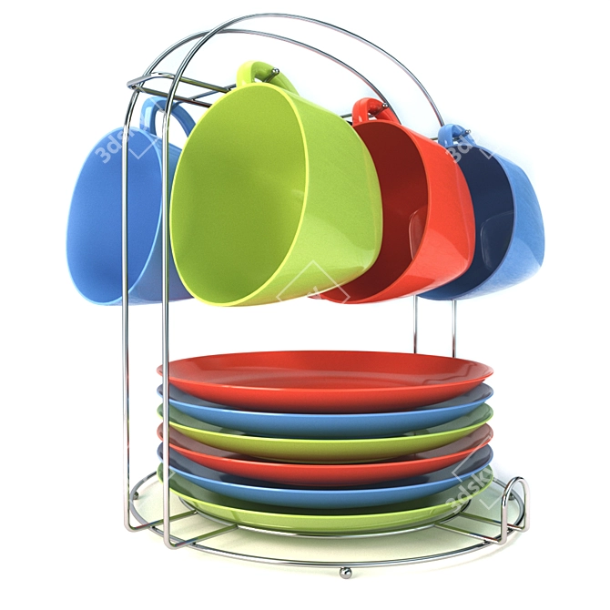 Vibrant Tableware: Colorful Dishes 3D model image 1