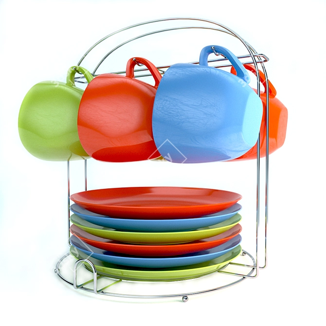 Vibrant Tableware: Colorful Dishes 3D model image 3