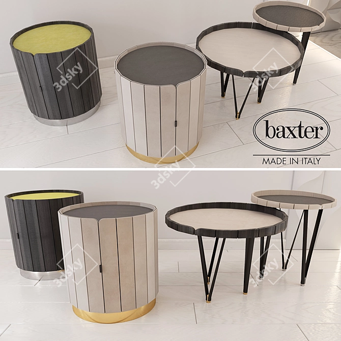 Elegant Baxter NINFEA Night & Small Tables 3D model image 1
