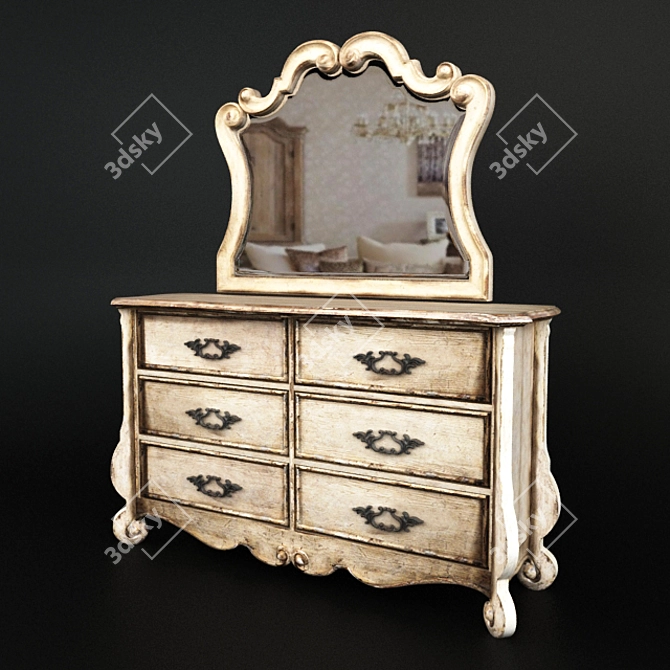 Elegant Estelline Drawer Mirror Set 3D model image 1