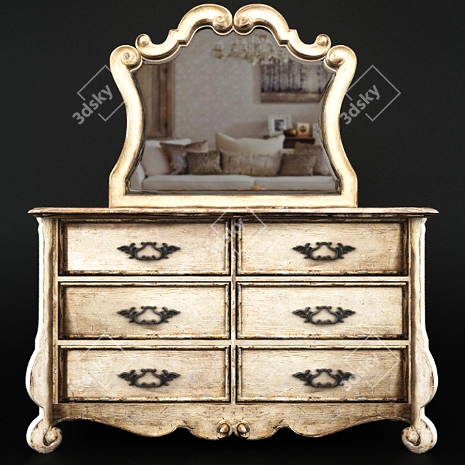 Elegant Estelline Drawer Mirror Set 3D model image 2