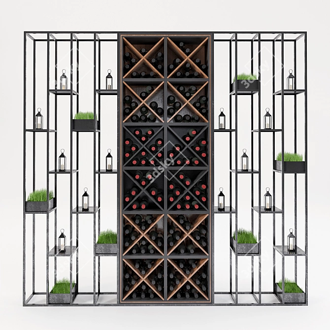 Modular Wine Shelf Station 3D model image 1