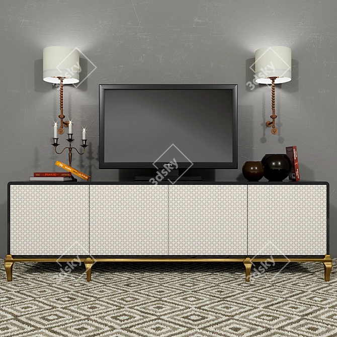 Multi-functional Chest with TV, Sconce & Vase 3D model image 1