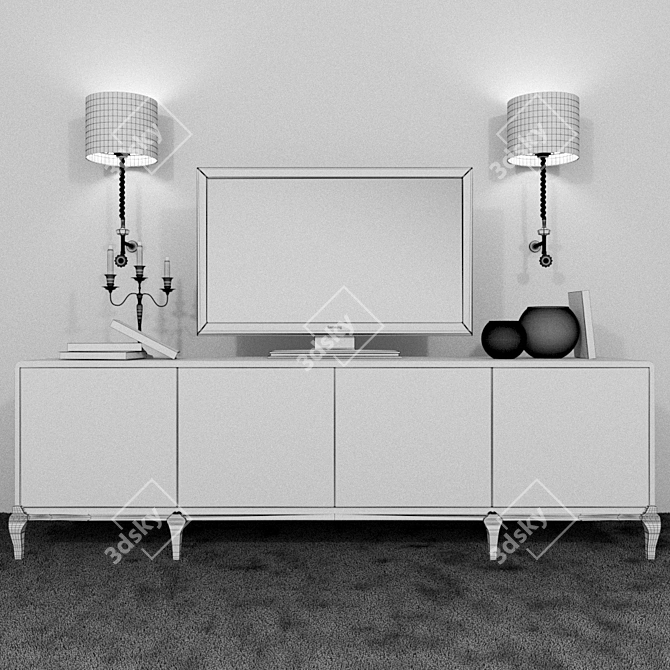 Multi-functional Chest with TV, Sconce & Vase 3D model image 2