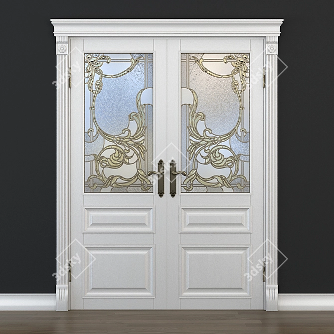 Stained Glass Door: Elegant Entryway 3D model image 2