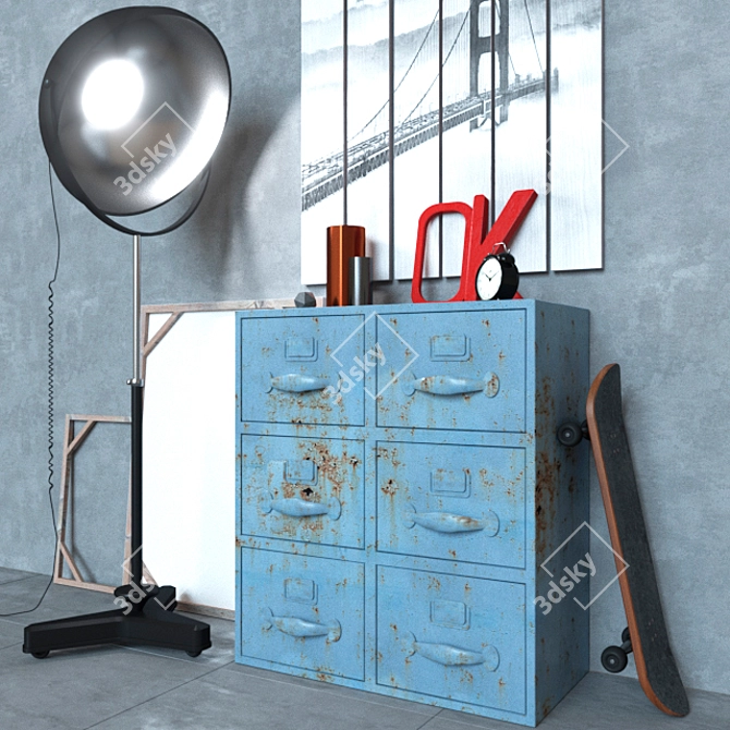  Industrial Loft Decor Set 3D model image 2