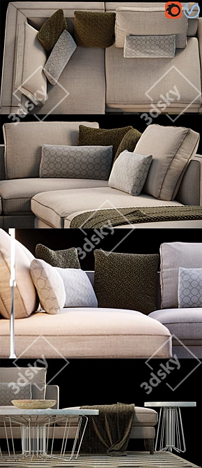 Modern Corner Sofa Set 3D model image 2