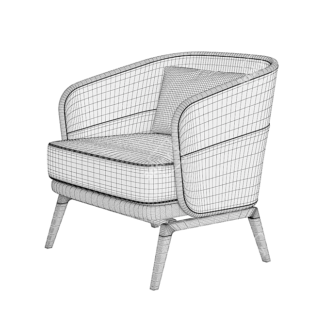 Elegant Capitu Armchair: 80x76x76h 3D model image 3