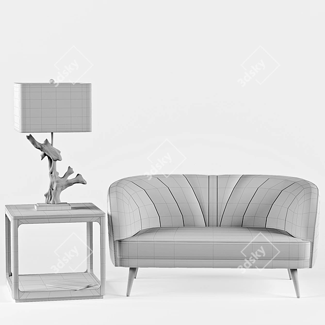 Leone Vintage Sofa, Saltaire Lamp, Robin Cube Table 3D model image 3