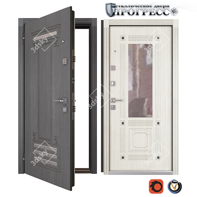 Valencia Progress Metal Entrance Door | Largo Handle | Kale Locks 3D model image 1