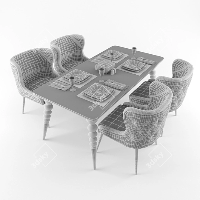 Elegant Dining Set with Accessories 3D model image 3