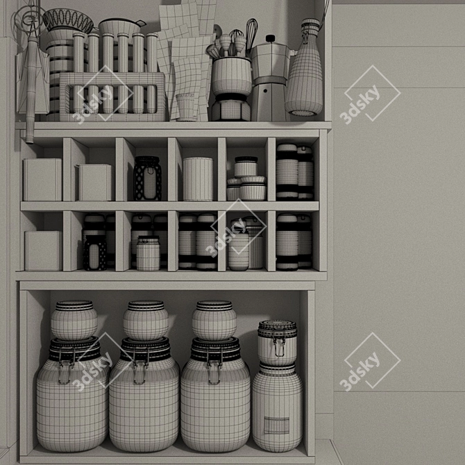 Title: Kitchen Essentials: Jar, Spices, Rack & More 3D model image 2