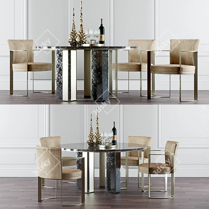 Luxurious Fendi Casa Dining Set 3D model image 1