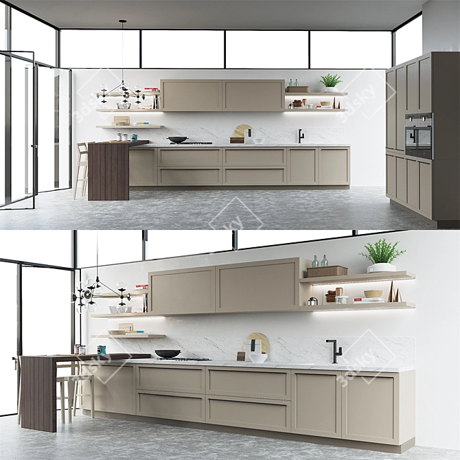 Elegant Scavolini Carattere Kitchen 3D model image 1