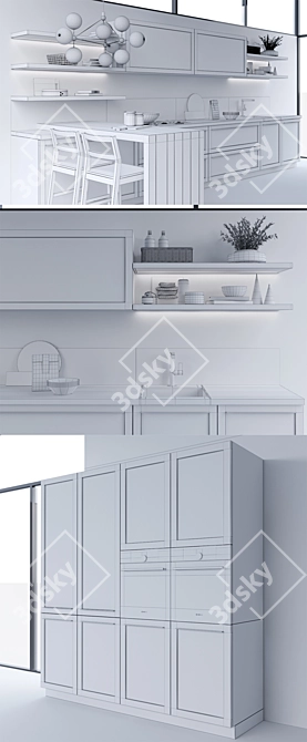 Elegant Scavolini Carattere Kitchen 3D model image 3